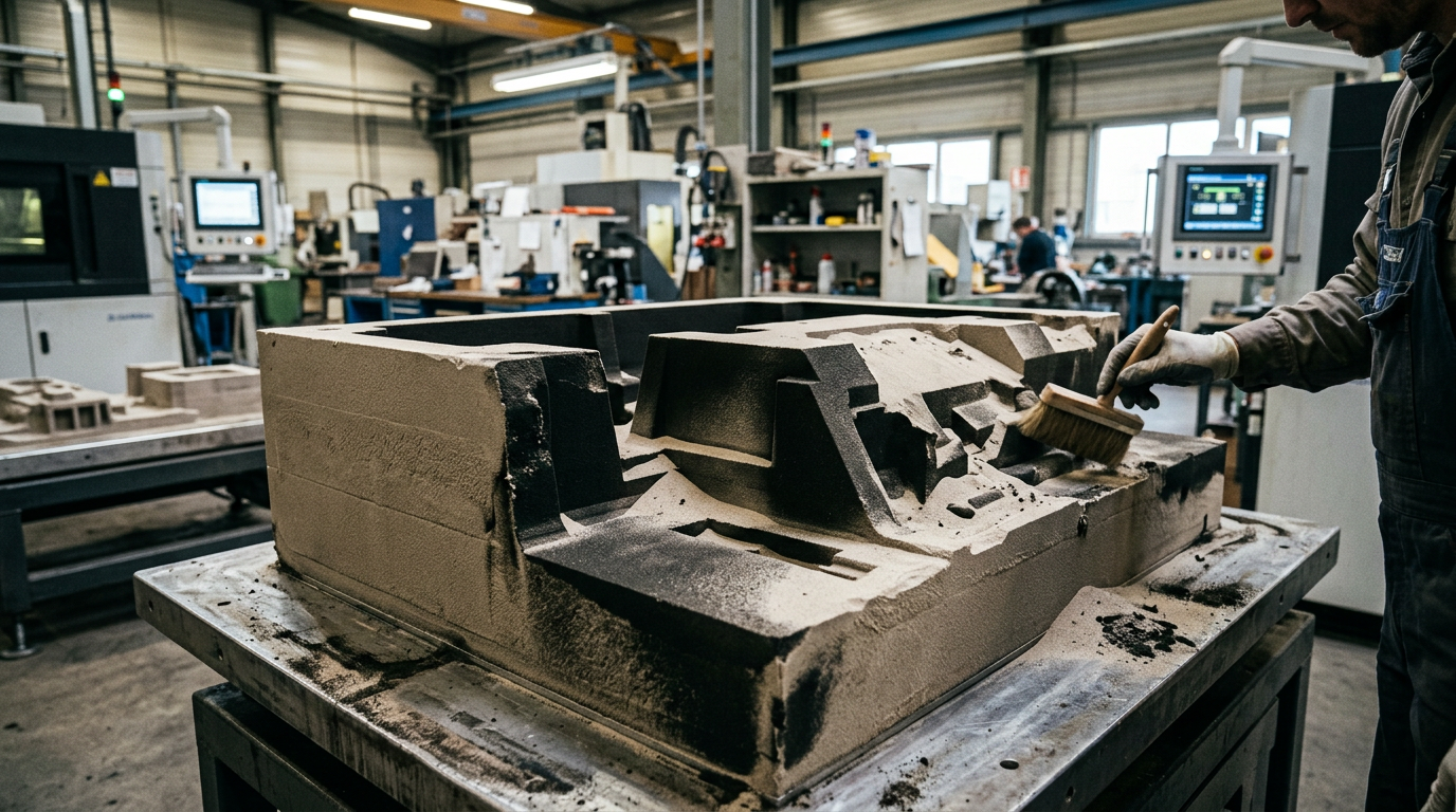 Casting Pattern Materials and How to Choose the Right One 3 3D sand printed casting mold with complex cavity geometry showing how additive manufacturing eliminates traditional pattern materials
