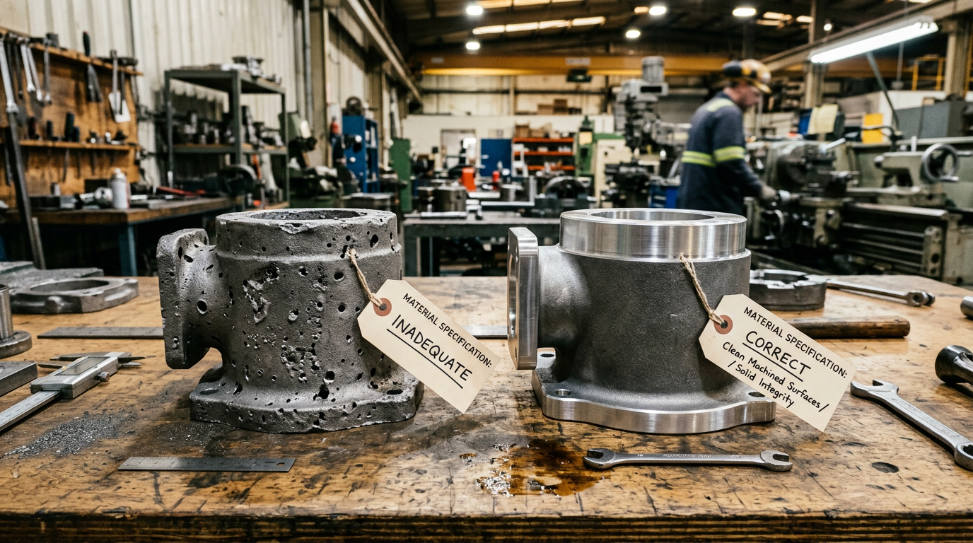 Top 10 Sand Casting Companies for Custom Projects 5 Quality comparison between two sand castings showing proper versus poor alloy specification results