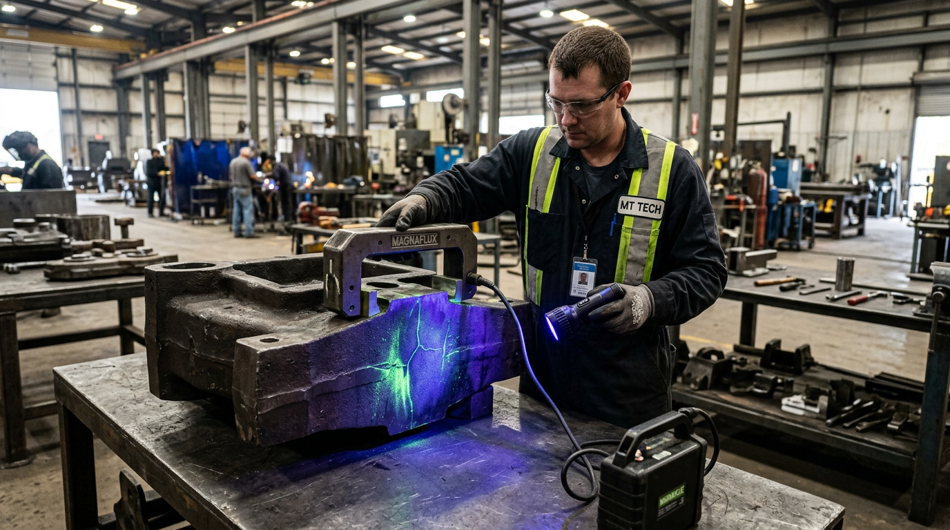 ASTM Standards for Sand Casting Quality: A Lifecycle Reference 3 Magnetic particle testing on sand casting per ASTM standards for non-destructive examination