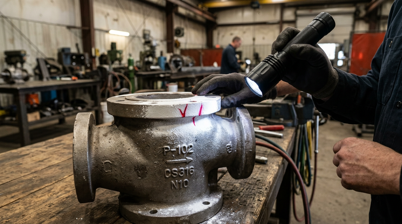 Sand Casting RFQ Template: What to Include for an Accurate Quote 4 Dye penetrant inspection of a sand casting verifying acceptance criteria for RFQ