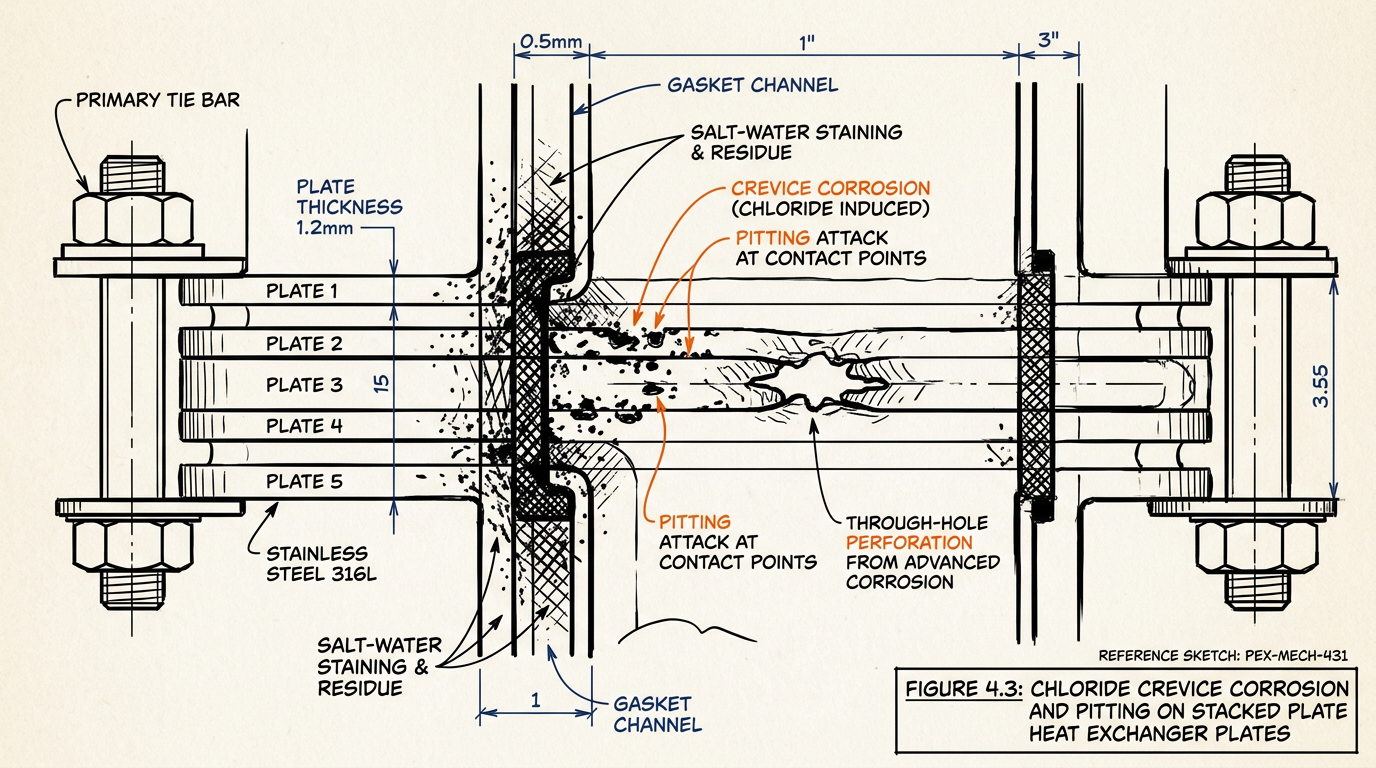CF8 vs CF8M vs CF3M: Cast Stainless Grade Selection 1 Chloride crevice corrosion perforating a plate heat exchanger in cast stainless steel grade selection