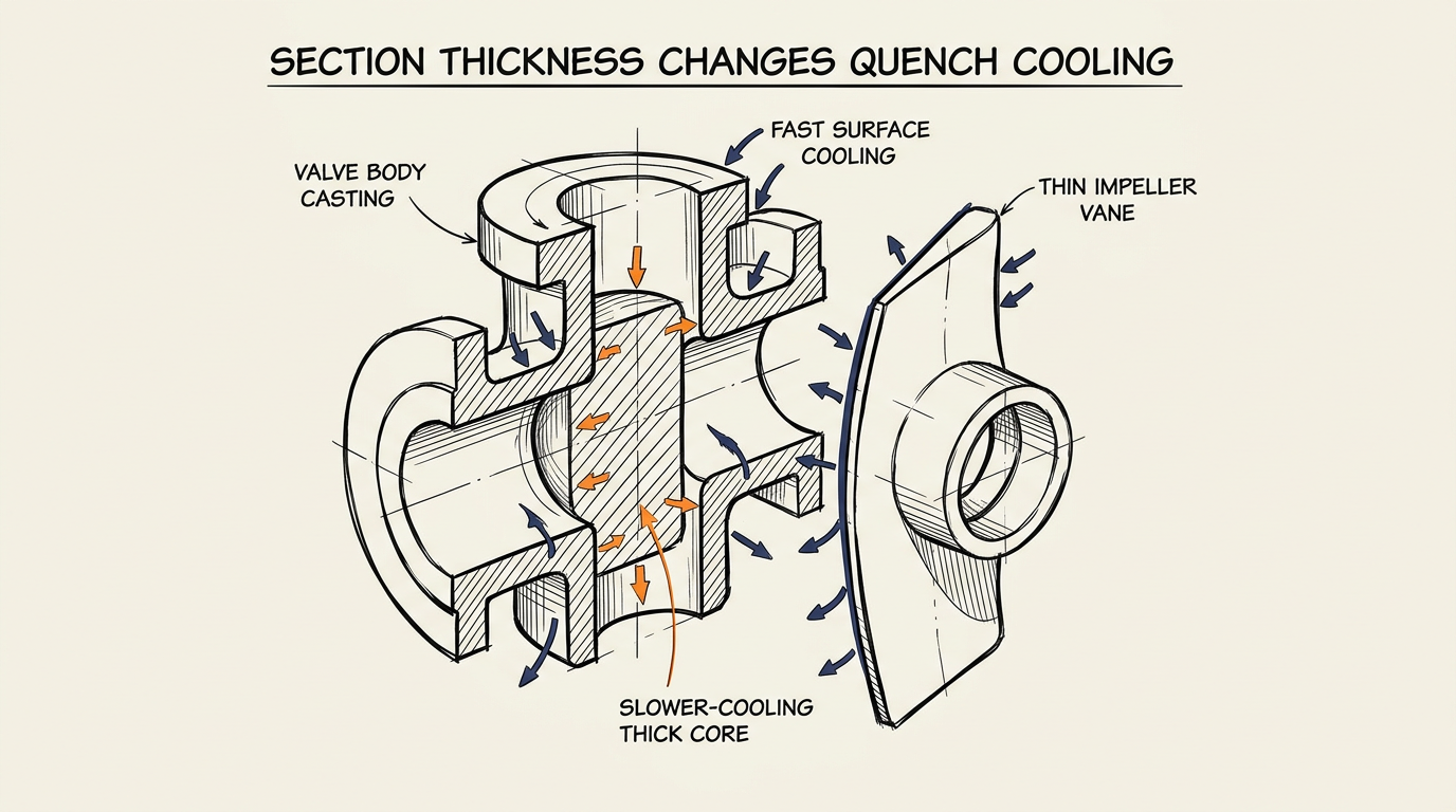 CF8 vs CF8M vs CF3M: Cast Stainless Grade Selection 3 Section thickness affecting solution anneal quench in cast stainless steel grade selection