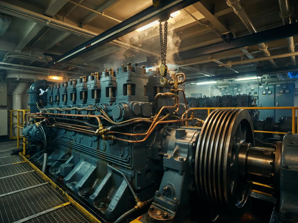 Marine propulsion drivetrain fitted with a custom ductile iron flywheel